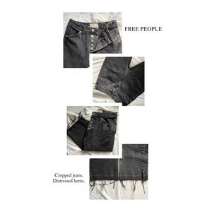 Free People Black Cropped Distressed Jeans